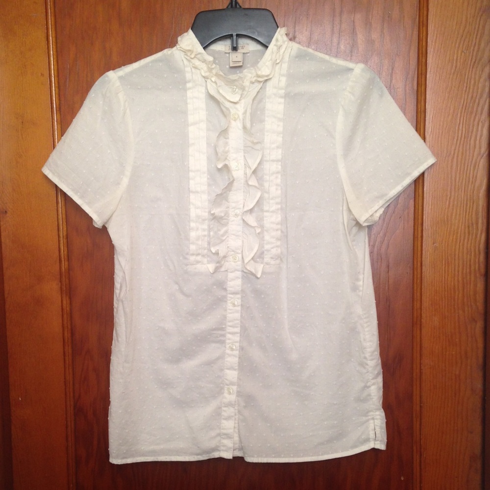 J.Crew Swiss dot blouse with ruffles, women's sz 4